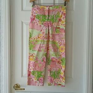 Lilly Pulitzer Multi Mediterranean Print Ankle Cotton Pants Size 0